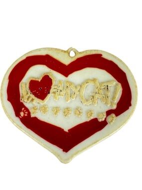 Vintage Enesco‎ David Olsen Design Plastic I Love My Cat Ornament